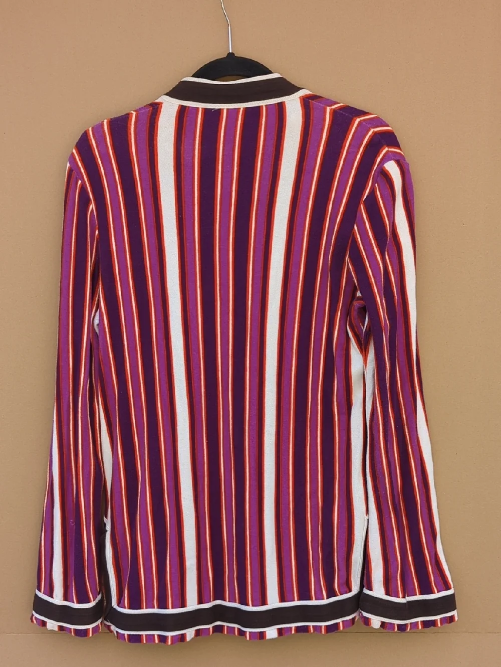 Tory Burch Striped Terry Tunic Top Purple  70s Resort Beach Coverup Mod Rad Rare